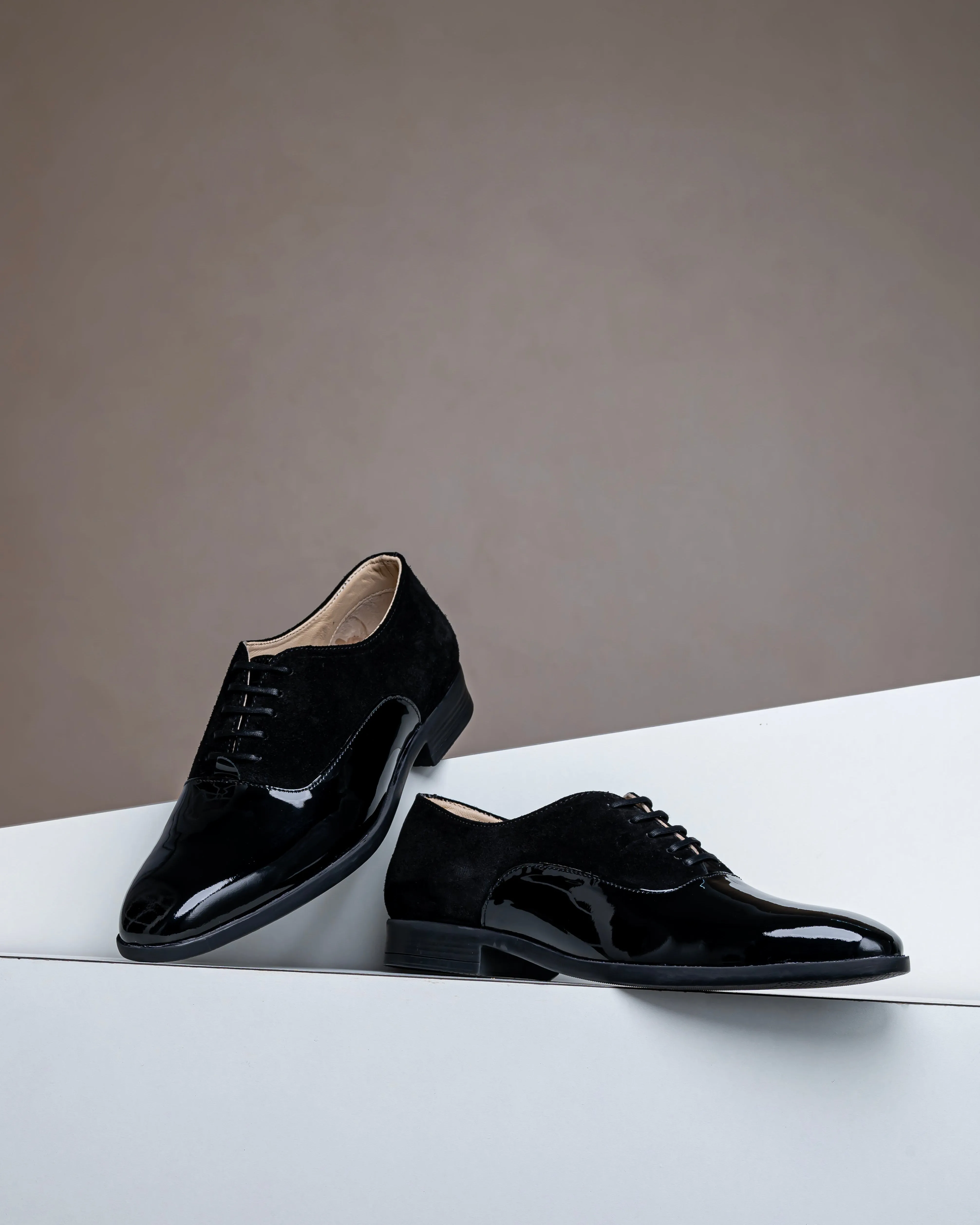Patent Suede Oxfords Black