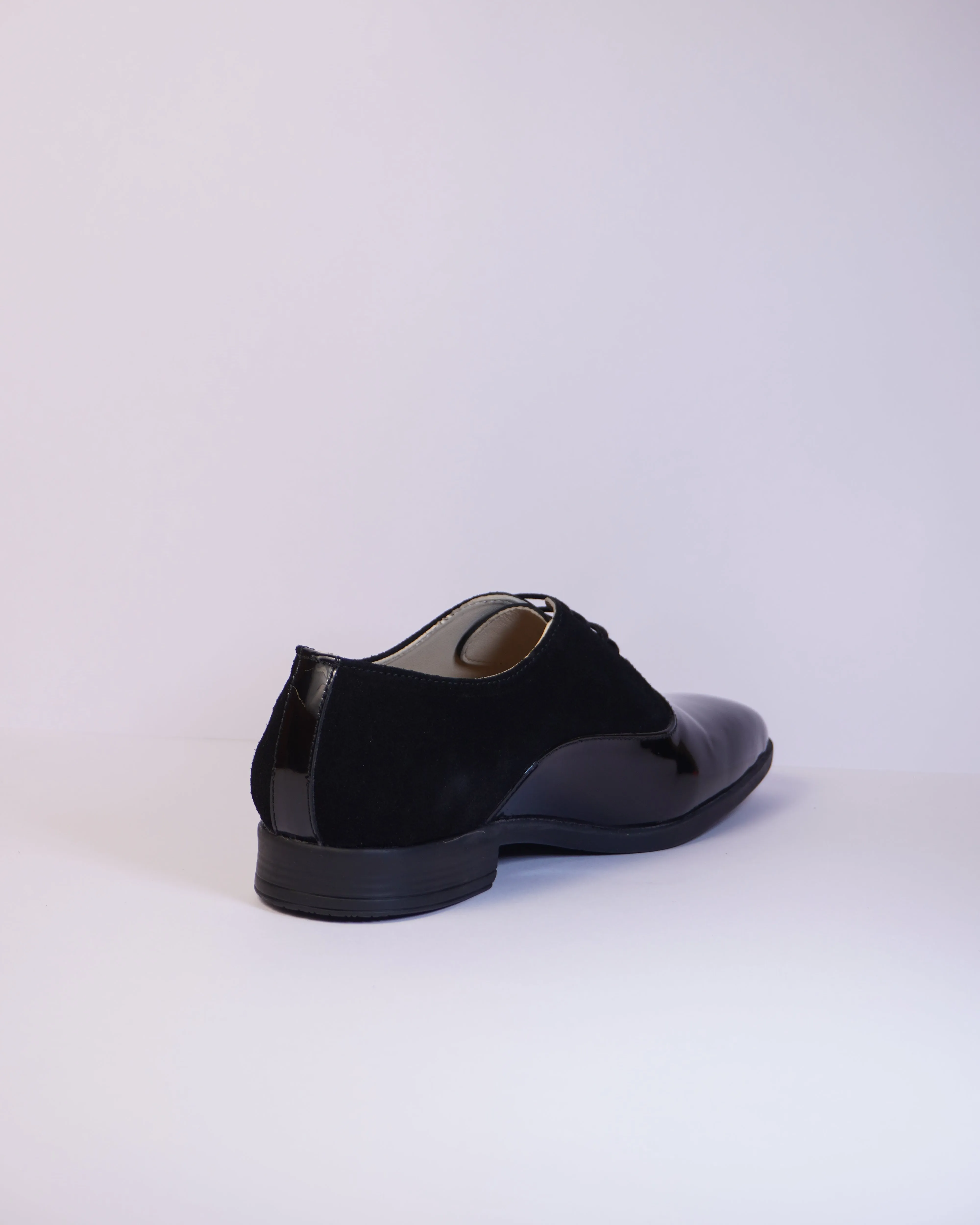 Patent Suede Oxfords Black