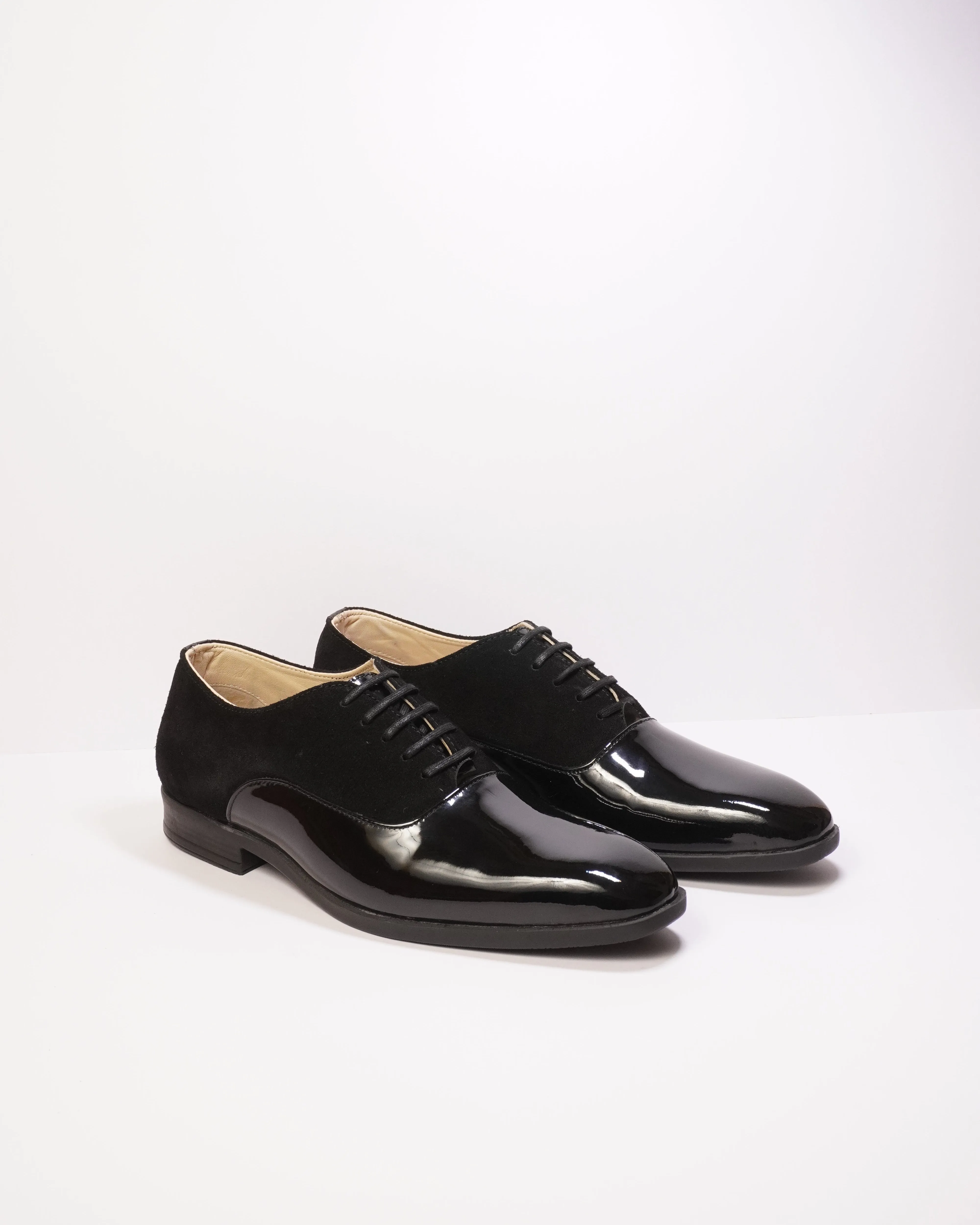 Patent Suede Oxfords Black