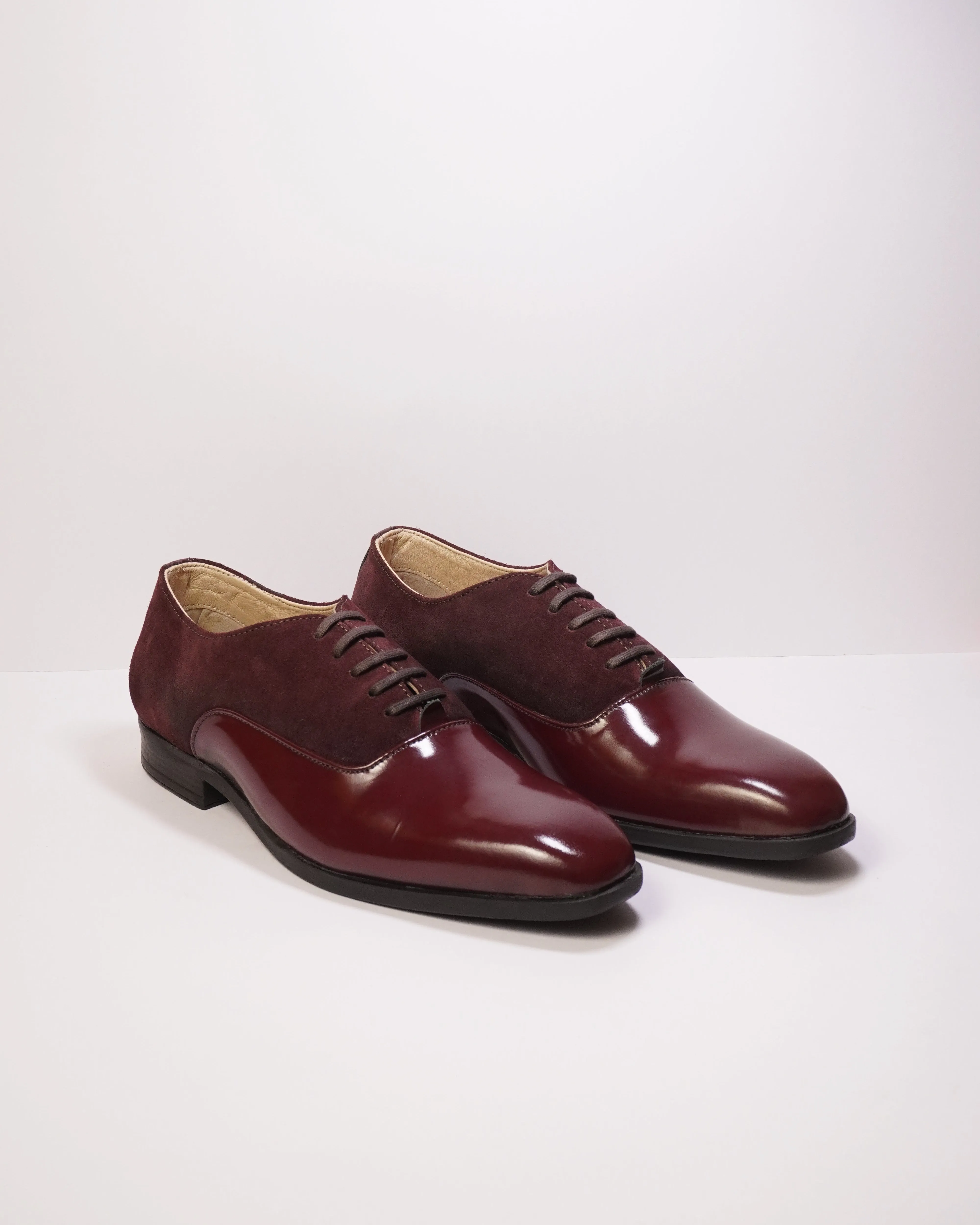 Patent Suede Oxfords Wine Red