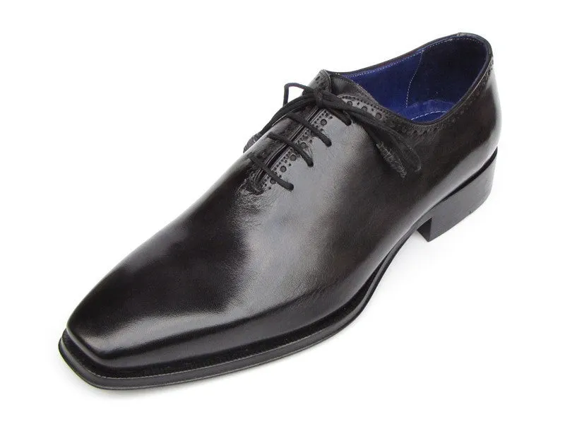 Paul Parkman Black Leather Whole-cut Oxfords