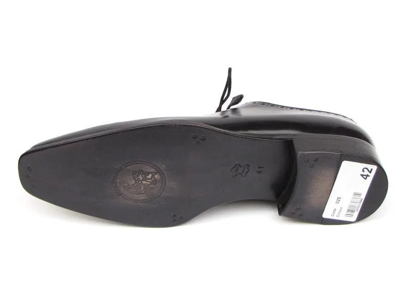 Paul Parkman Black Leather Whole-cut Oxfords