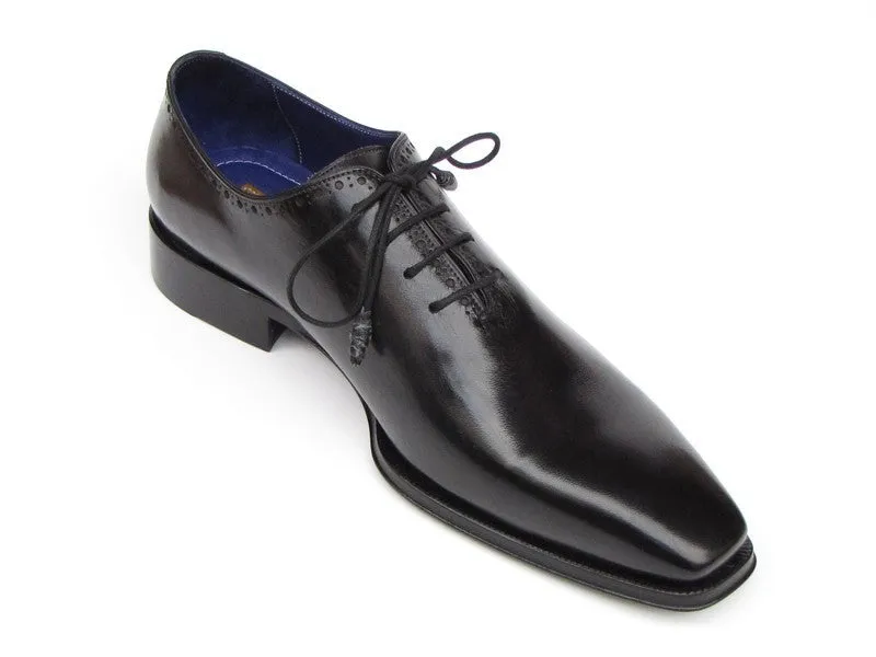 Paul Parkman Black Leather Whole-cut Oxfords