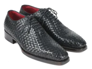 Paul Parkman Black Woven Leather Oxfords