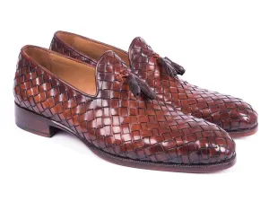 Paul Parkman Brown Woven Leather Loafers