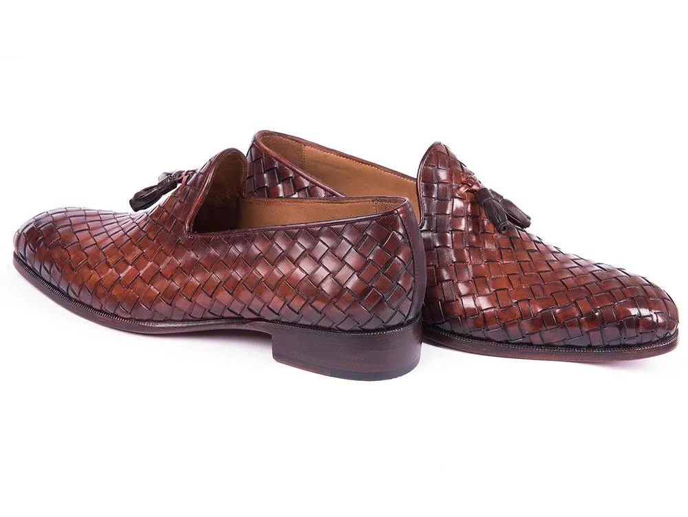 Paul Parkman Brown Woven Leather Loafers