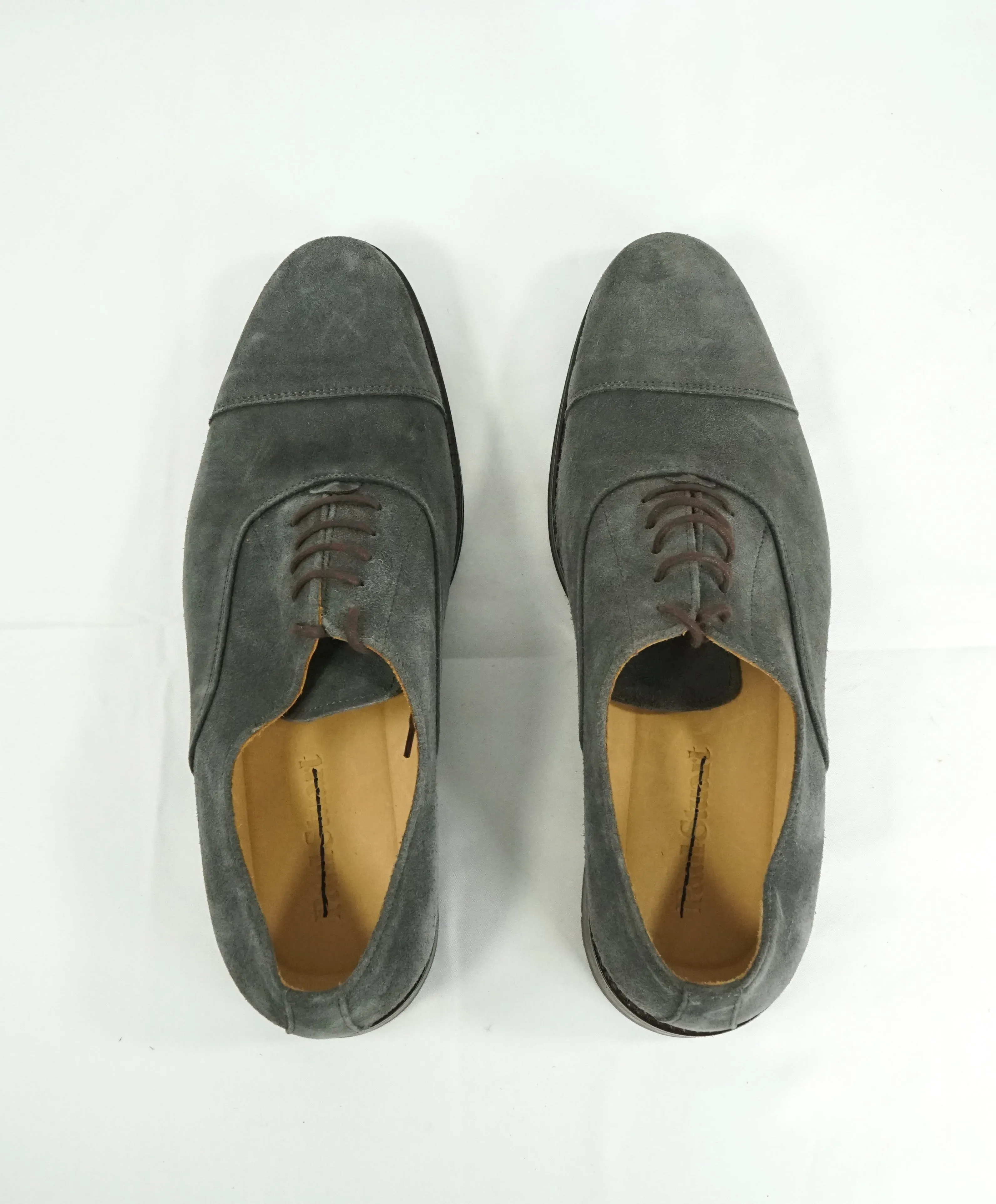 PAUL STUART - Gray Suede Almond Toe Contrast Oxfords - 11