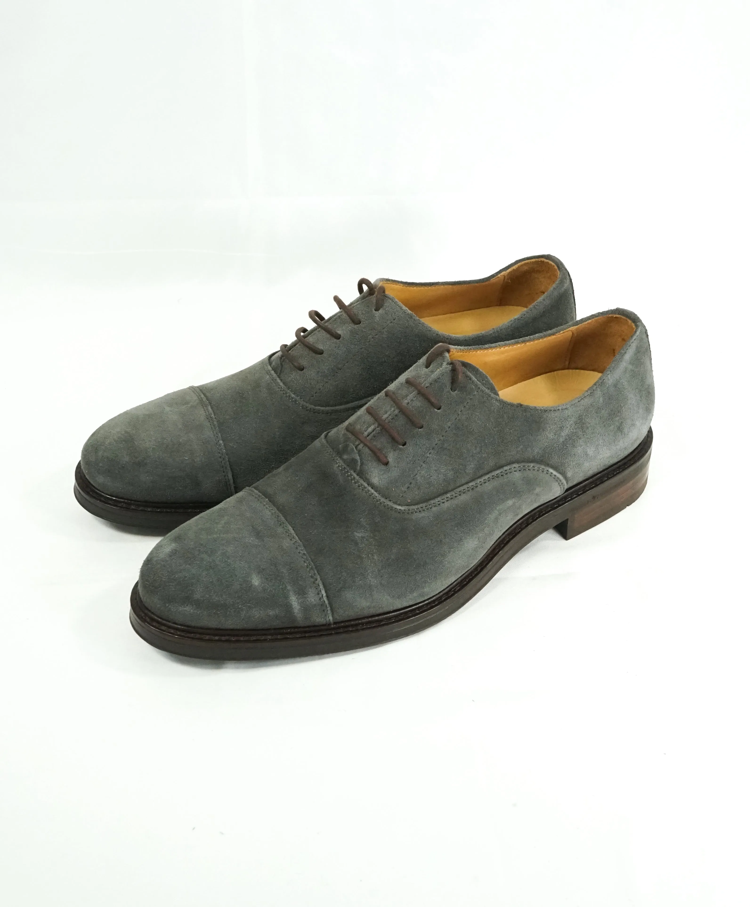PAUL STUART - Gray Suede Almond Toe Contrast Oxfords - 11