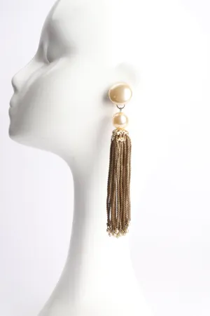 Pearl Chain Tassel Earrings