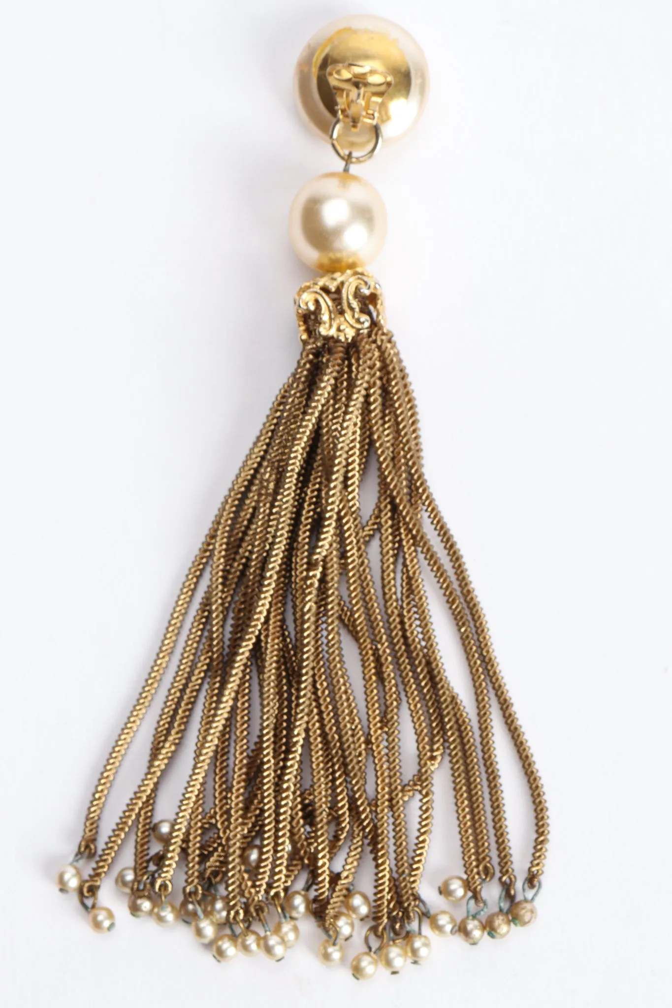 Pearl Chain Tassel Earrings