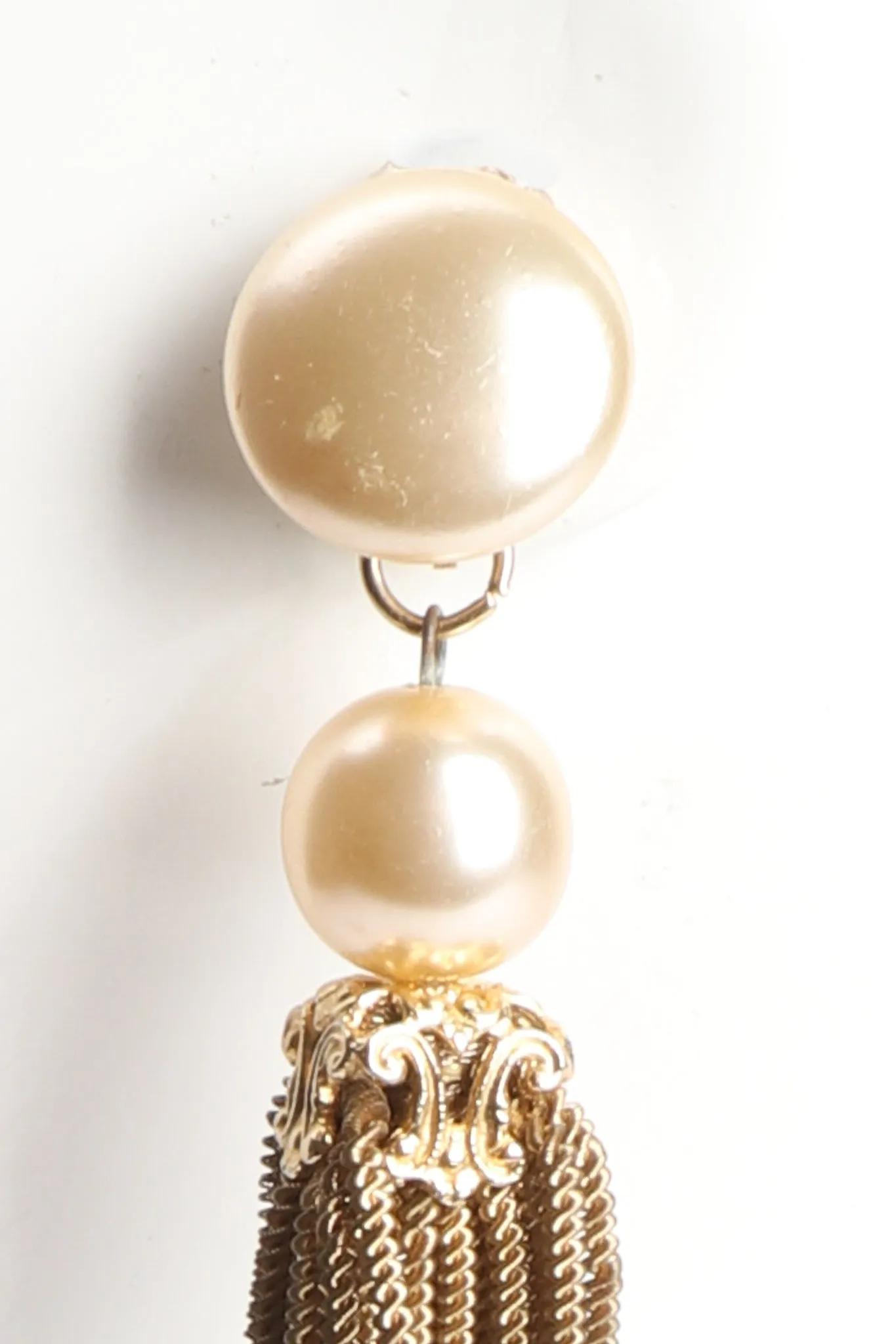 Pearl Chain Tassel Earrings