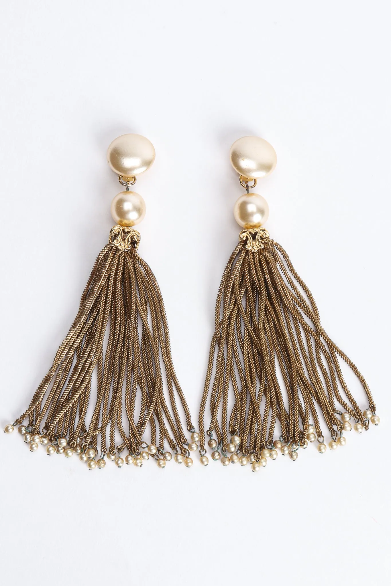 Pearl Chain Tassel Earrings