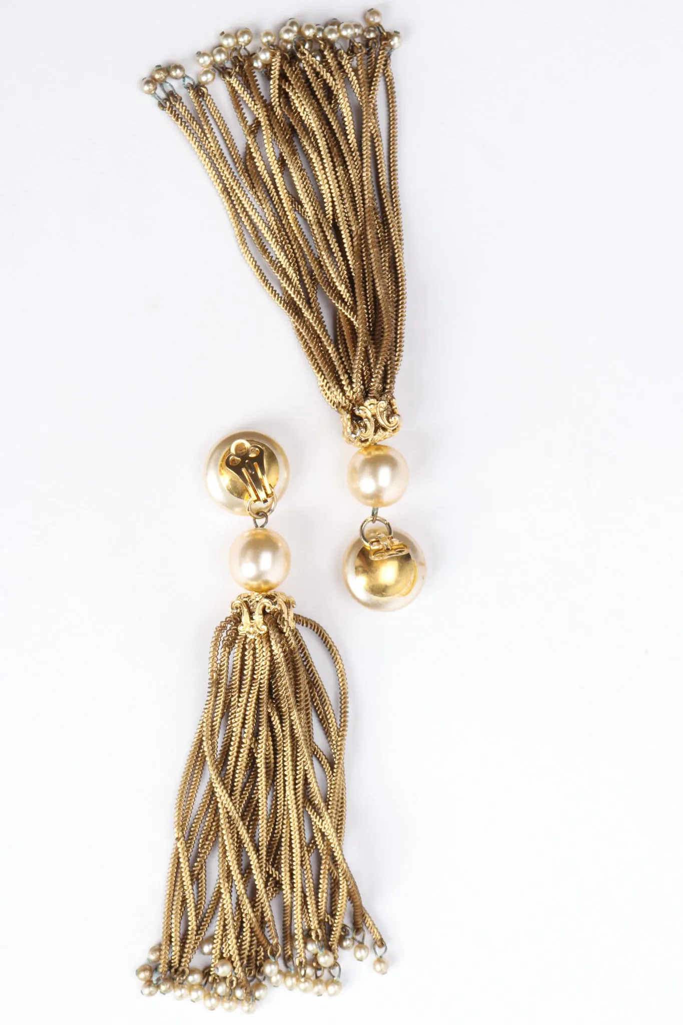 Pearl Chain Tassel Earrings
