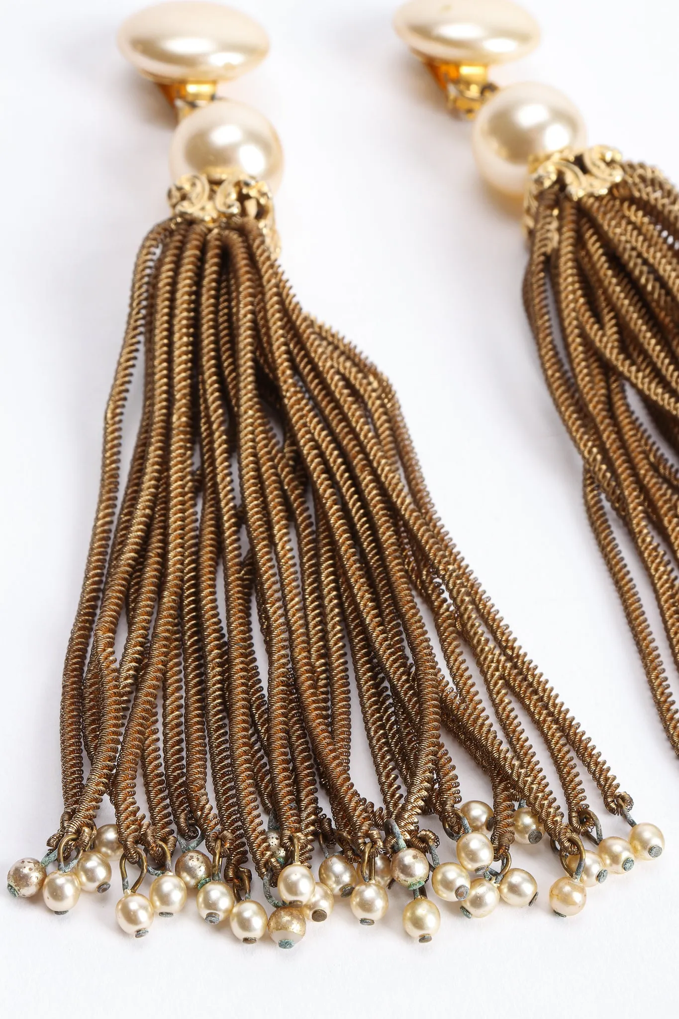 Pearl Chain Tassel Earrings