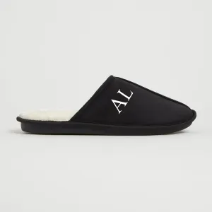 Personalised Mens Black Slippers