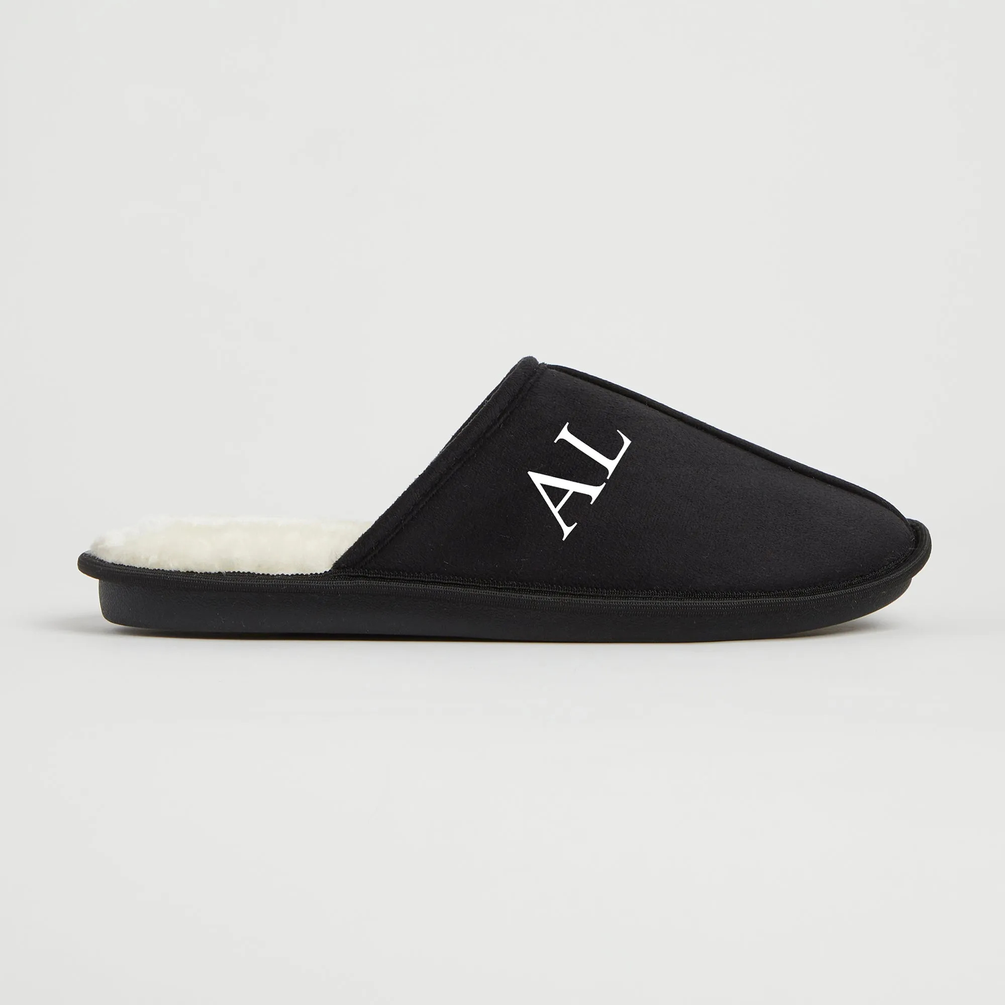 Personalised Mens Black Slippers