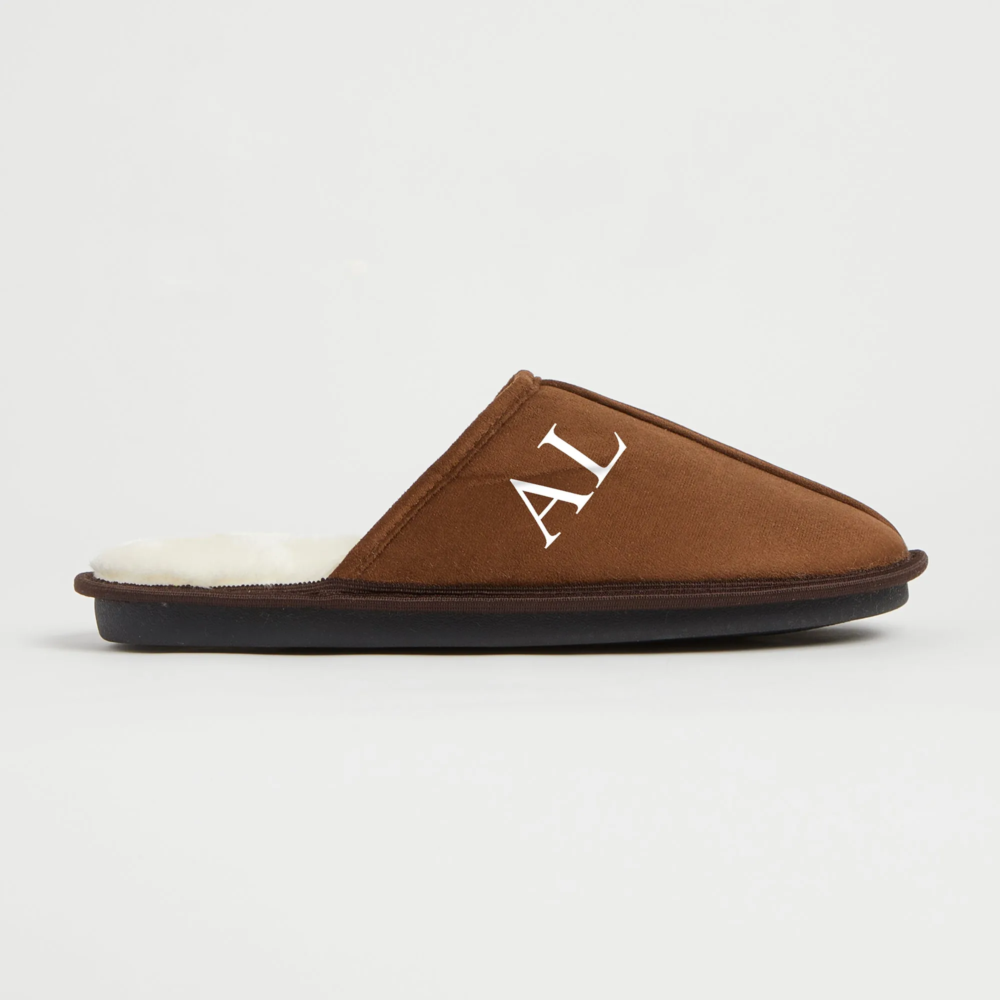 Personalised Mens Brown Slippers