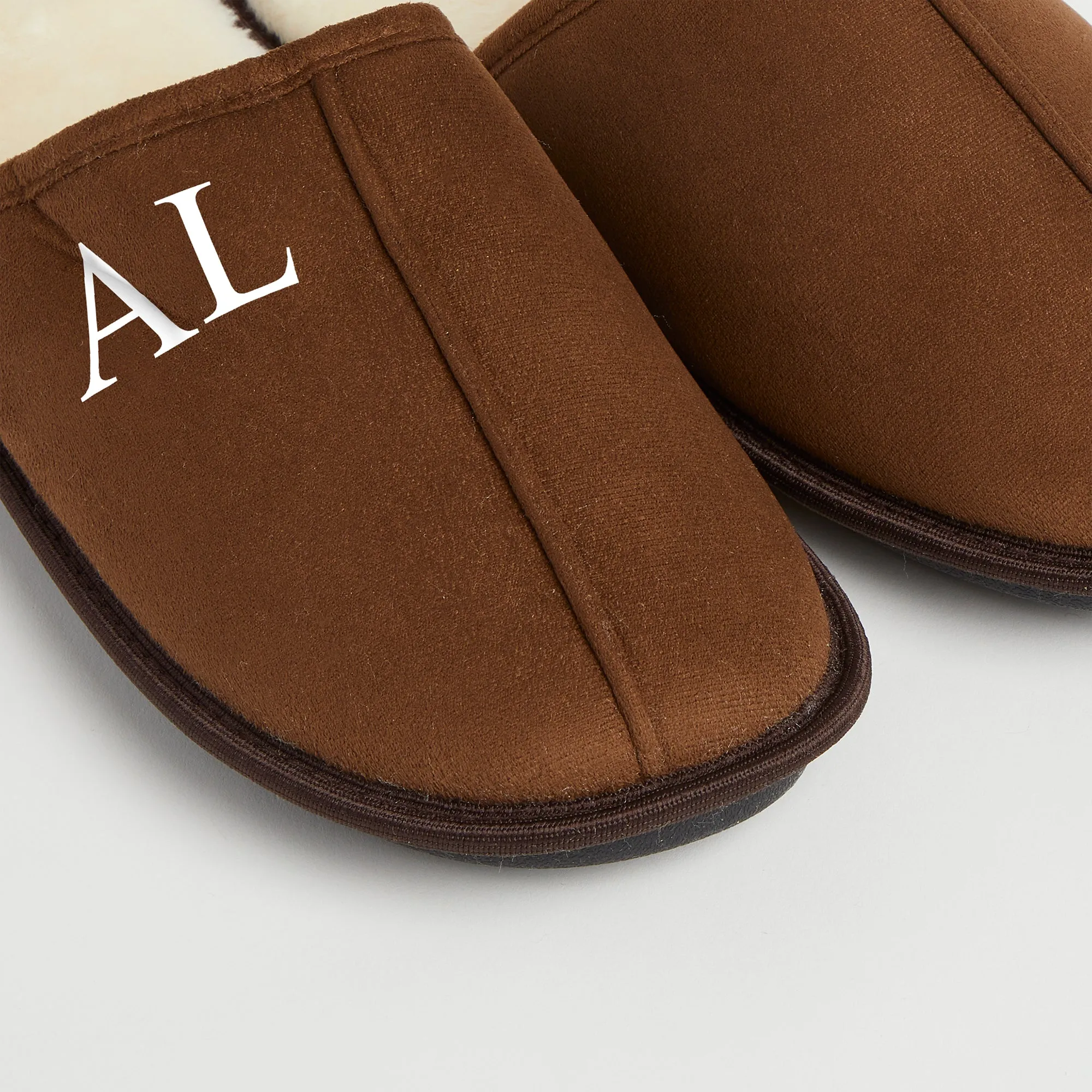 Personalised Mens Brown Slippers