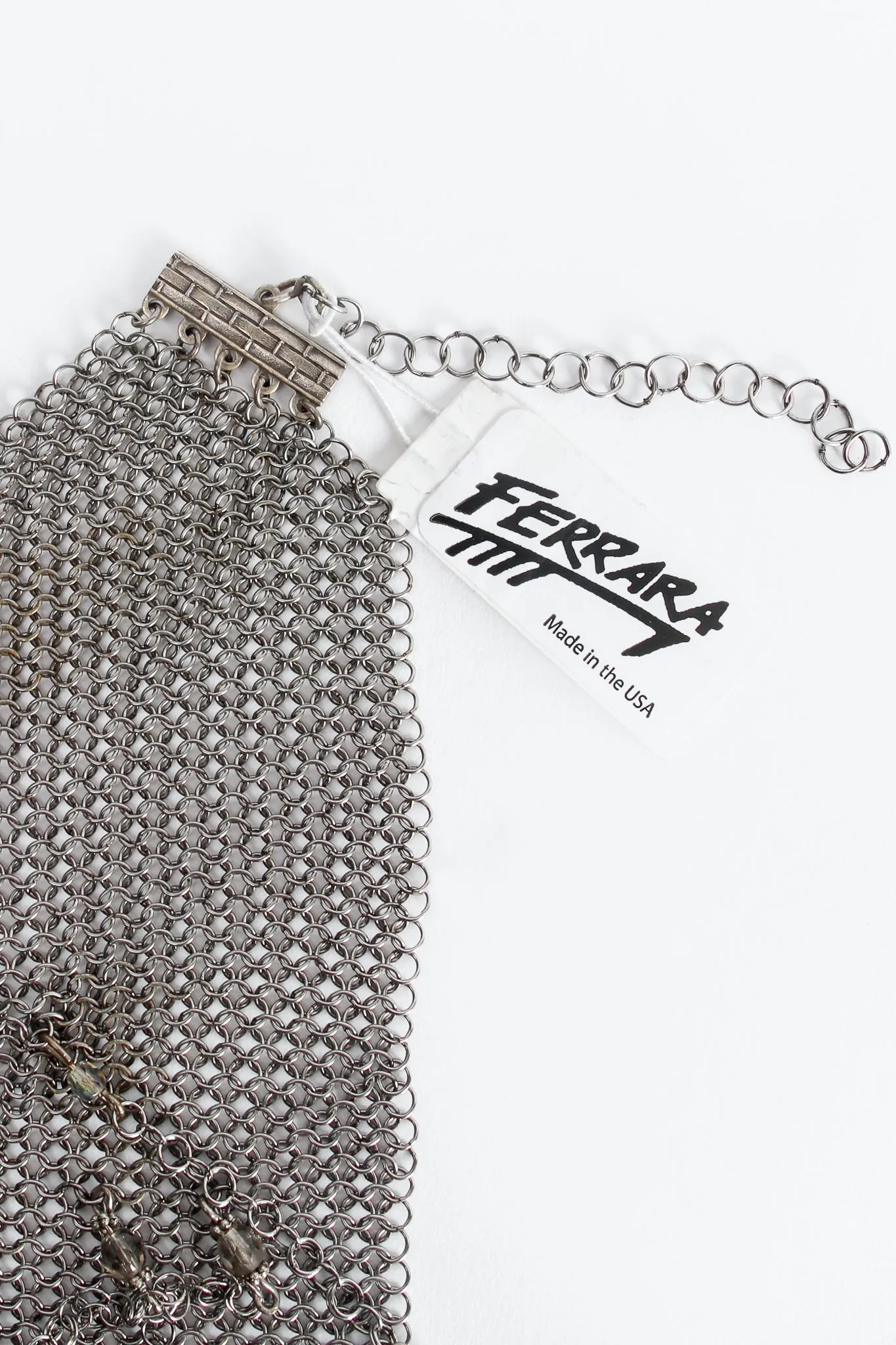 Pewter Ring Mesh Waterfall Charm Scarf Bib Necklace