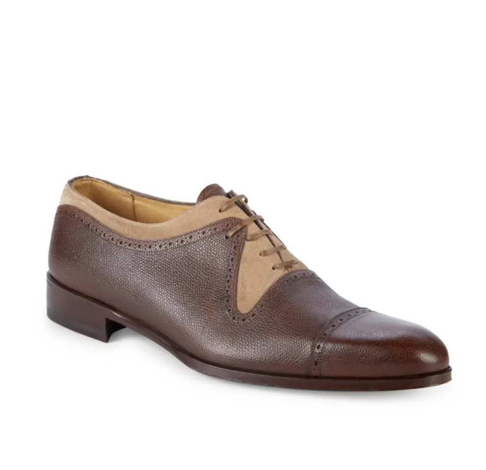 PHINEAS COLE - Two Tone Mixed Media Suede Leather Oxfords Made In England- 11US