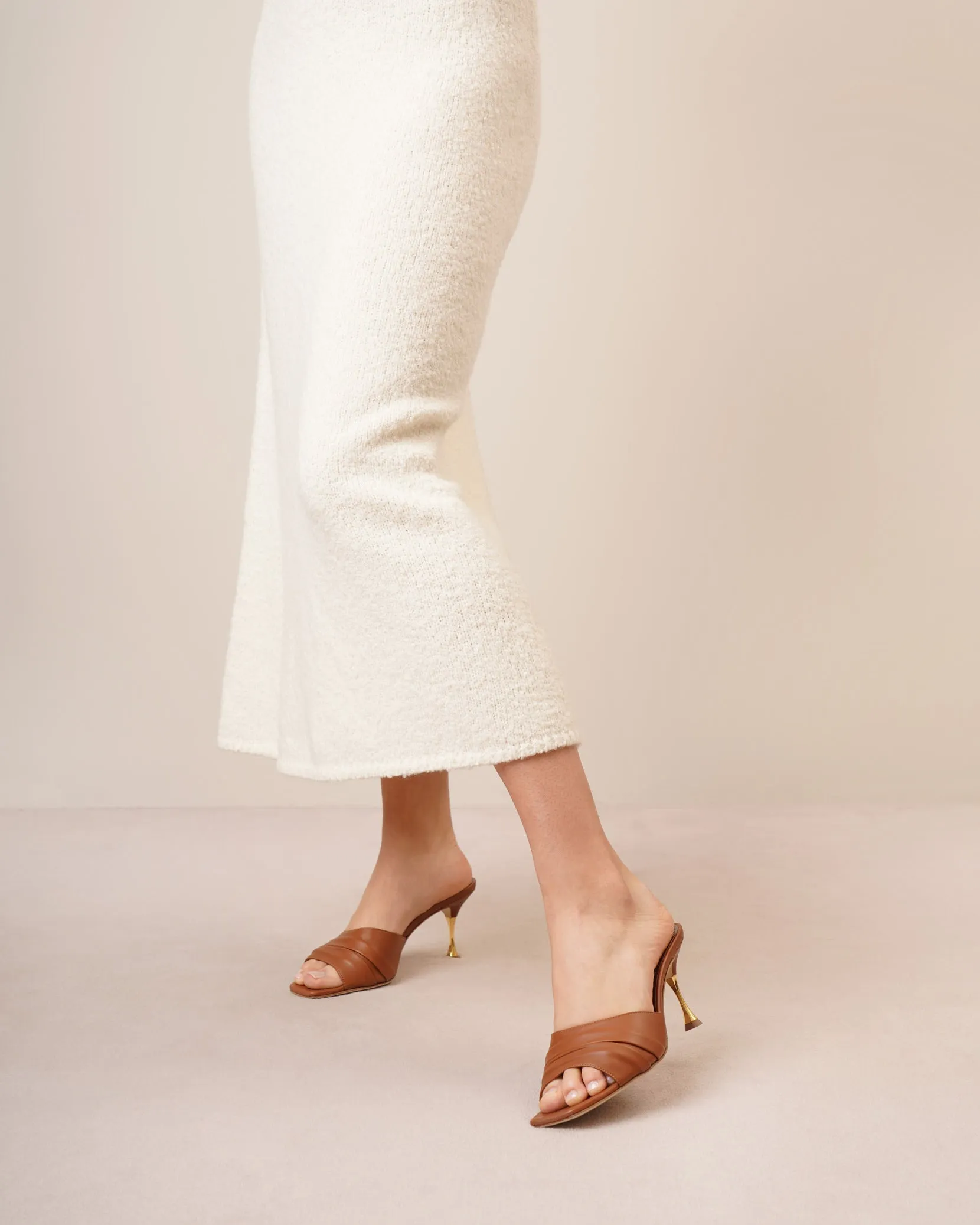 Picoux 70 brown leather mules