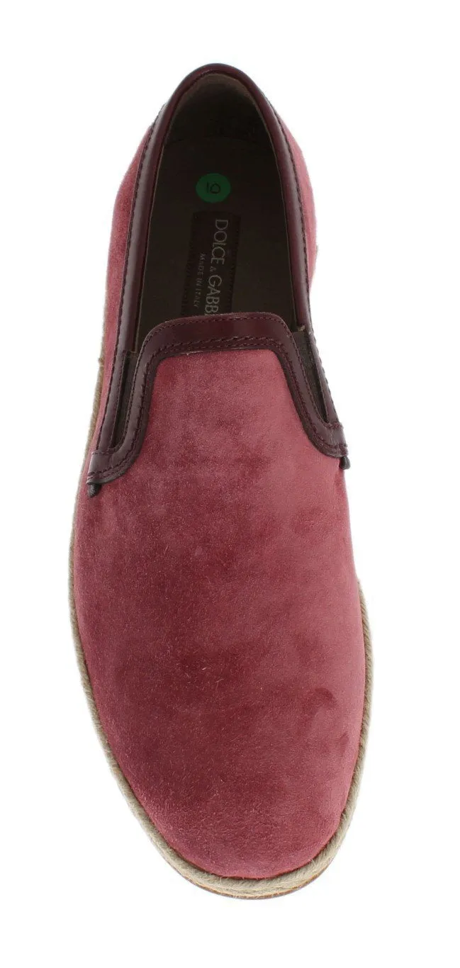 Pink Bordeaux Suede Leather Loafers