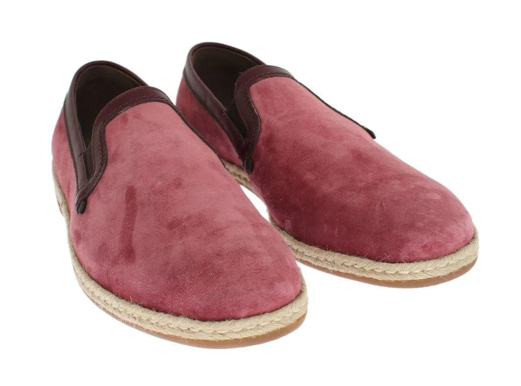 Pink Bordeaux Suede Leather Loafers