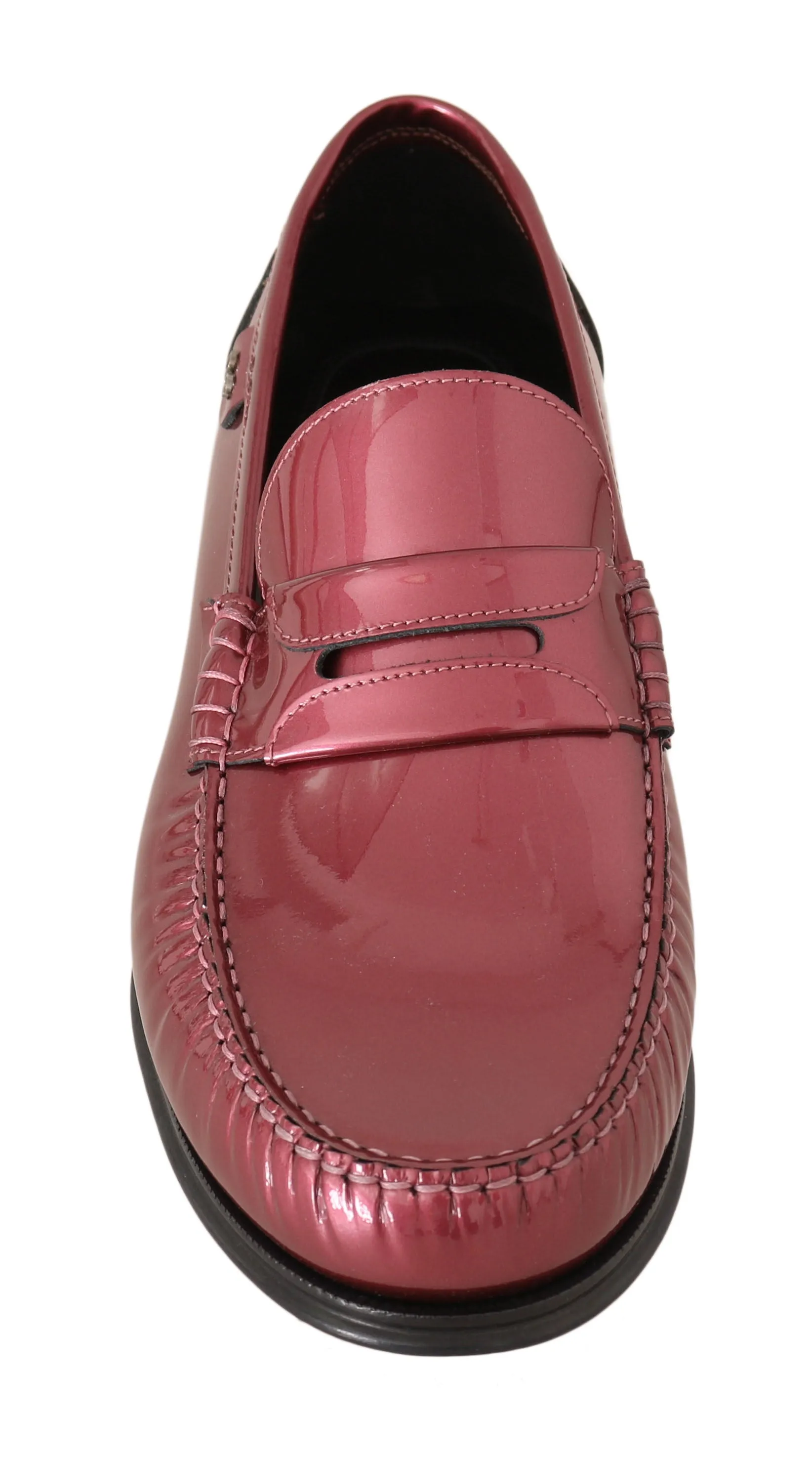 Pink Leather Loafers Moccasins Slides
