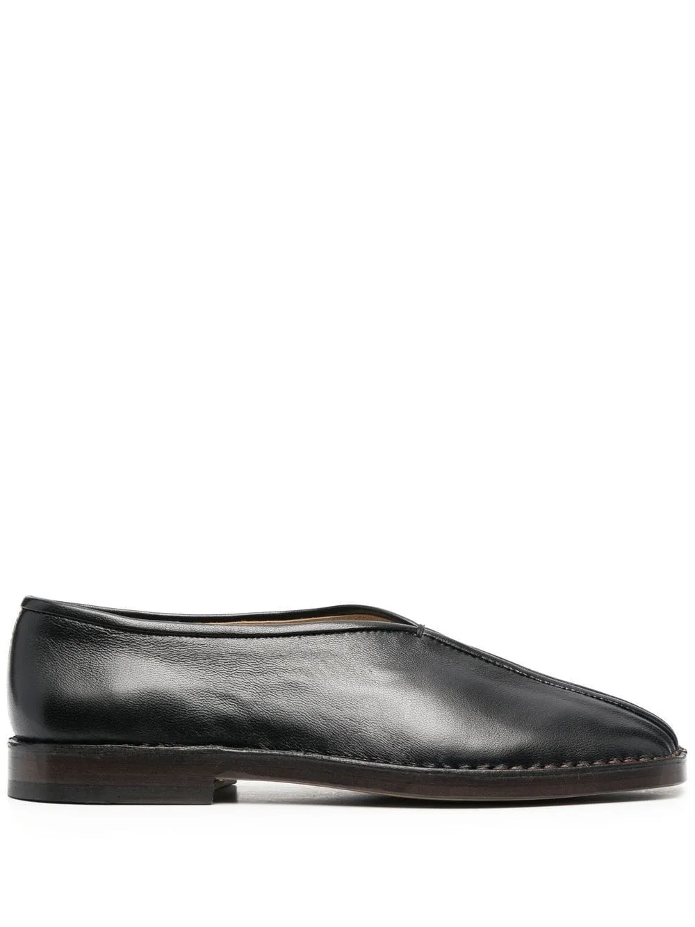 Piped leather slippers