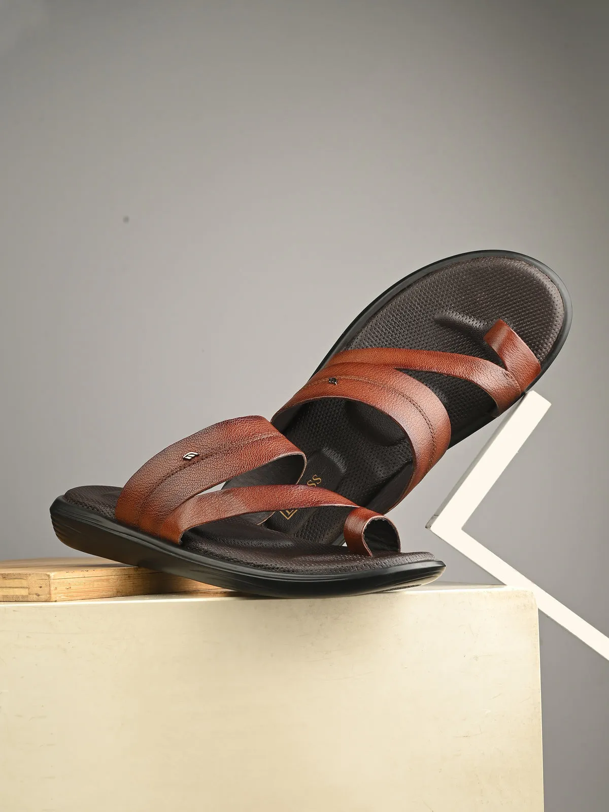 Plush Brown Leather Slippers
