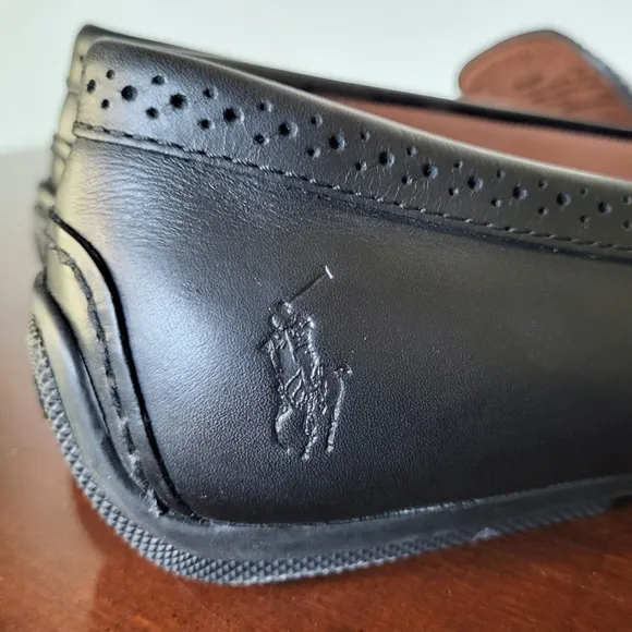 Polo Ralph Lauren Men's Black Redden Leather Driving Style Loafer Size 7.5D