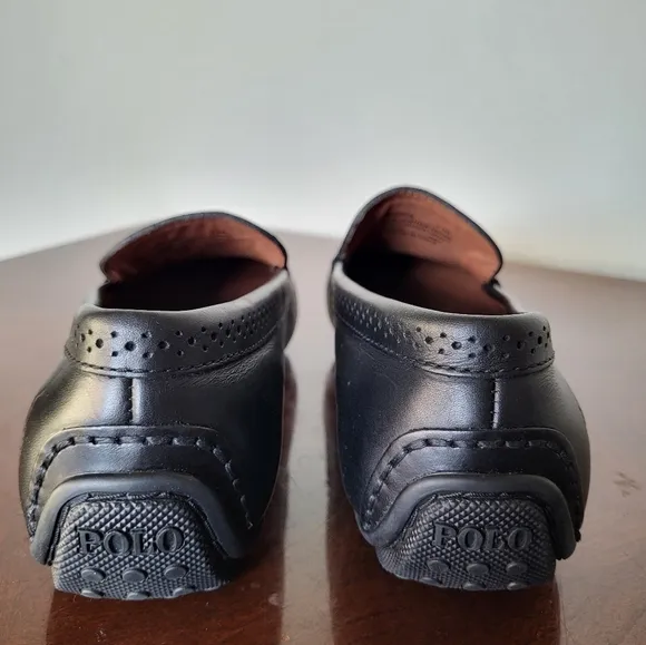 Polo Ralph Lauren Men's Black Redden Leather Driving Style Loafer Size 7.5D