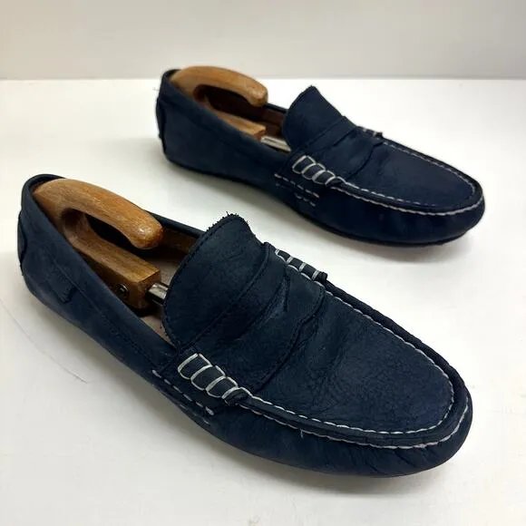 Polo Ralph Lauren Wes Suede Driver Blue Beefroll Penny Loafer Size 8.5