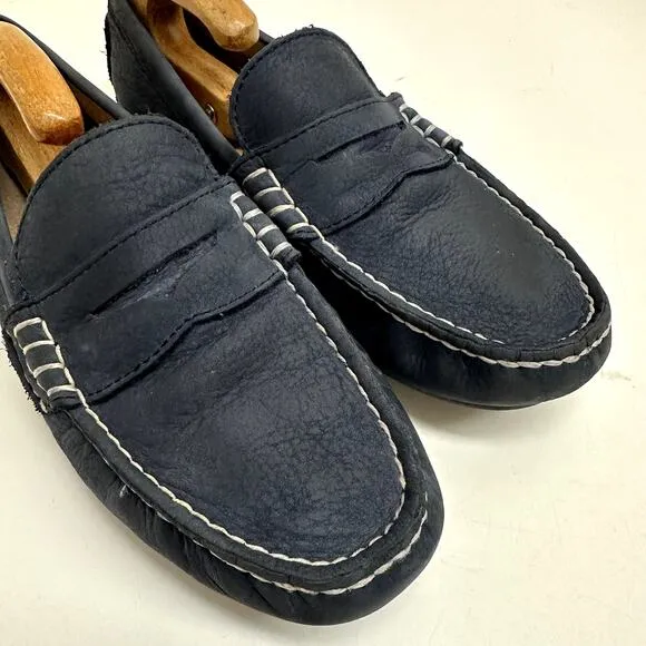 Polo Ralph Lauren Wes Suede Driver Blue Beefroll Penny Loafer Size 8.5