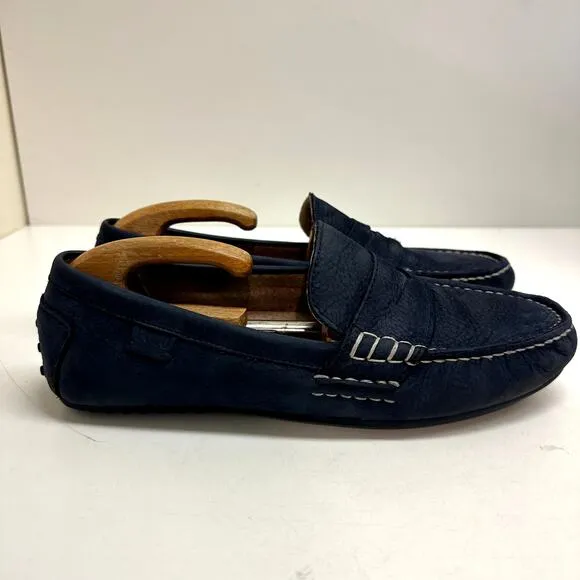 Polo Ralph Lauren Wes Suede Driver Blue Beefroll Penny Loafer Size 8.5