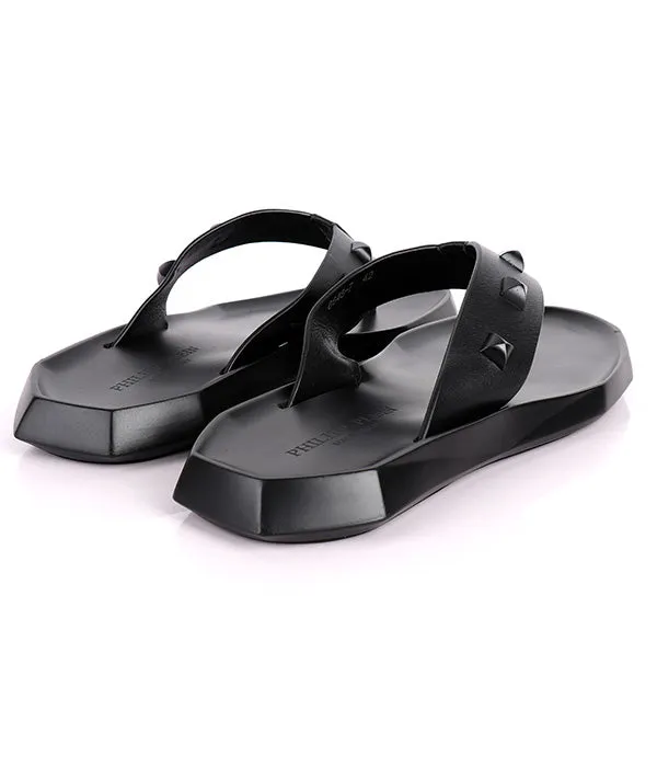 P.Plein Studded Thong Flip-Flop|Black