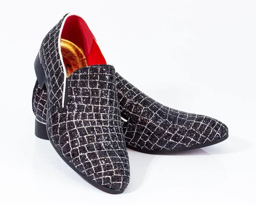 Premium Black And White Check Loafers for men designer slip on casual / dress shoes – Luxury Leather