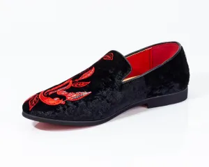 Premium Red And Black Loafers for men designer slip on casual / dress shoes – Luxury Leather