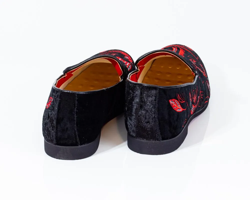 Premium Red And Black Loafers for men designer slip on casual / dress shoes – Luxury Leather