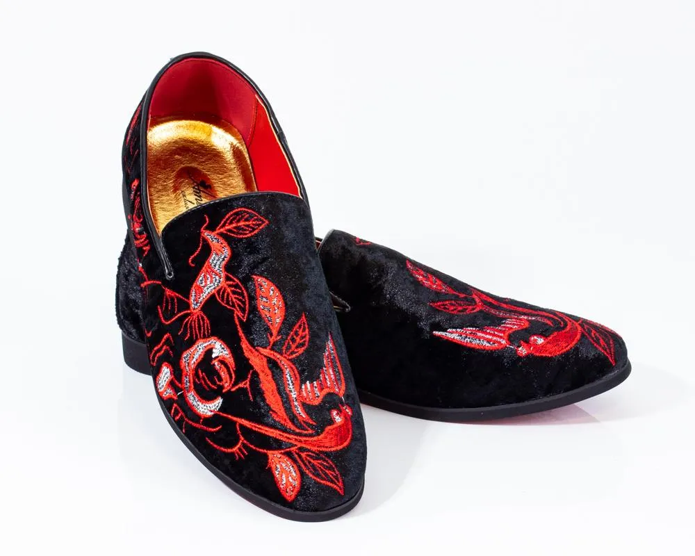 Premium Red And Black Loafers for men designer slip on casual / dress shoes – Luxury Leather