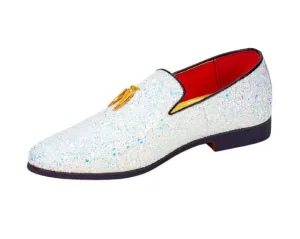 Premium White With Blue Loafers for men designer slip on casual / dress shoes – Luxury Leather