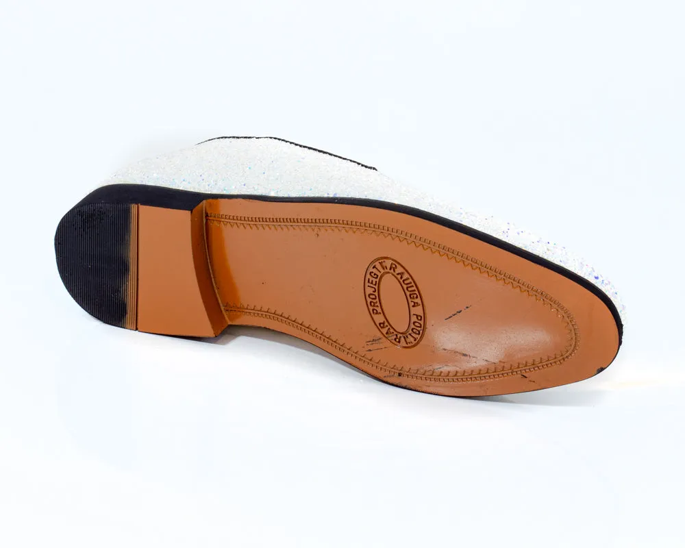 Premium White With Blue Loafers for men designer slip on casual / dress shoes – Luxury Leather