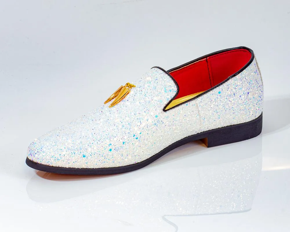 Premium White With Blue Loafers for men designer slip on casual / dress shoes – Luxury Leather