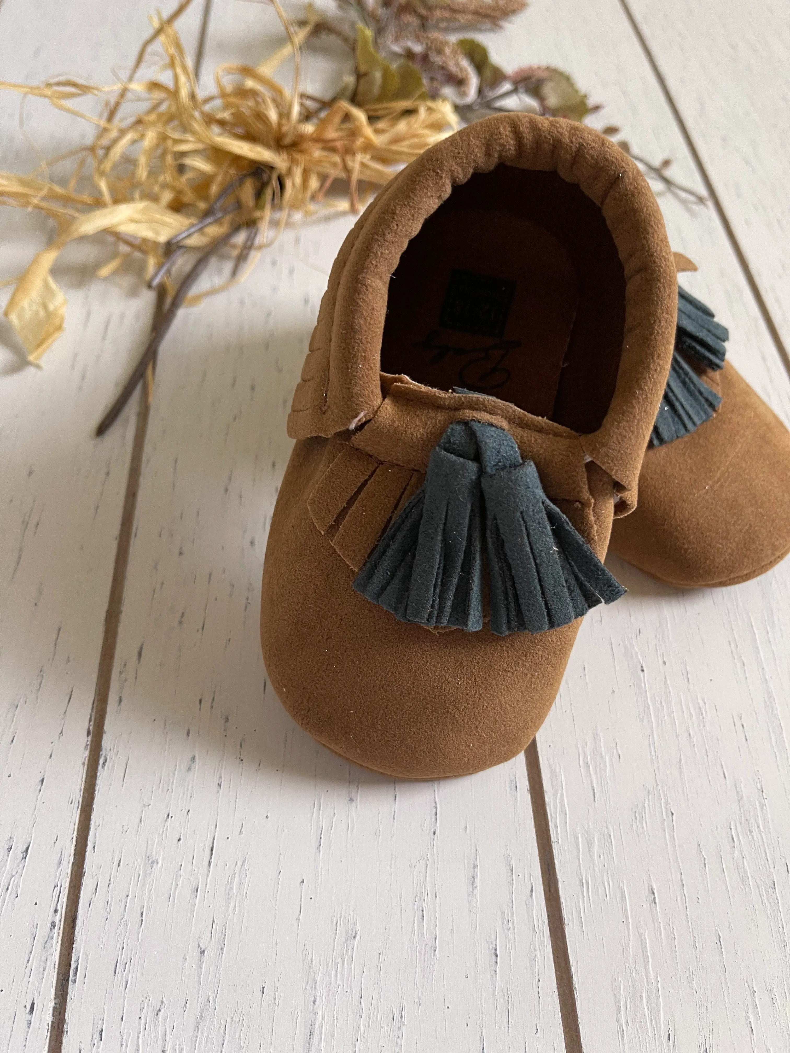 PU Leather Suede shoes with blue fringes, Boy Shoes
