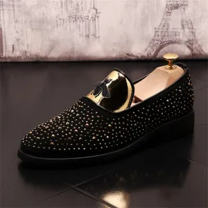 Rhinestone Lazy Male Wedding Dress Shoes