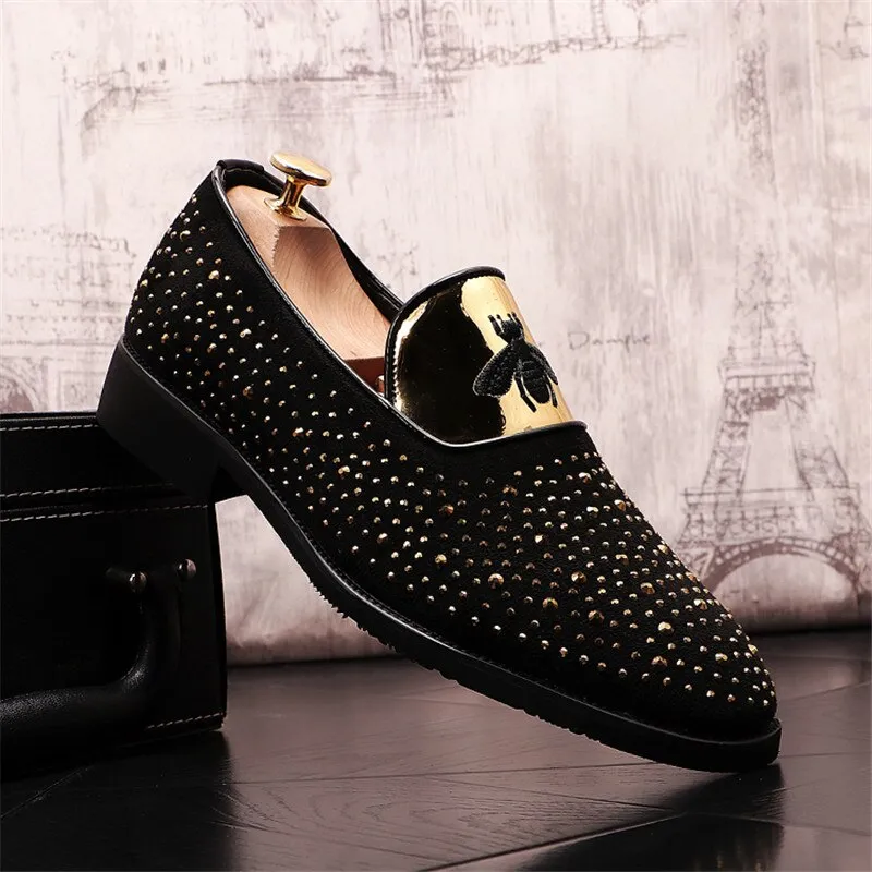 Rhinestone Lazy Male Wedding Dress Shoes