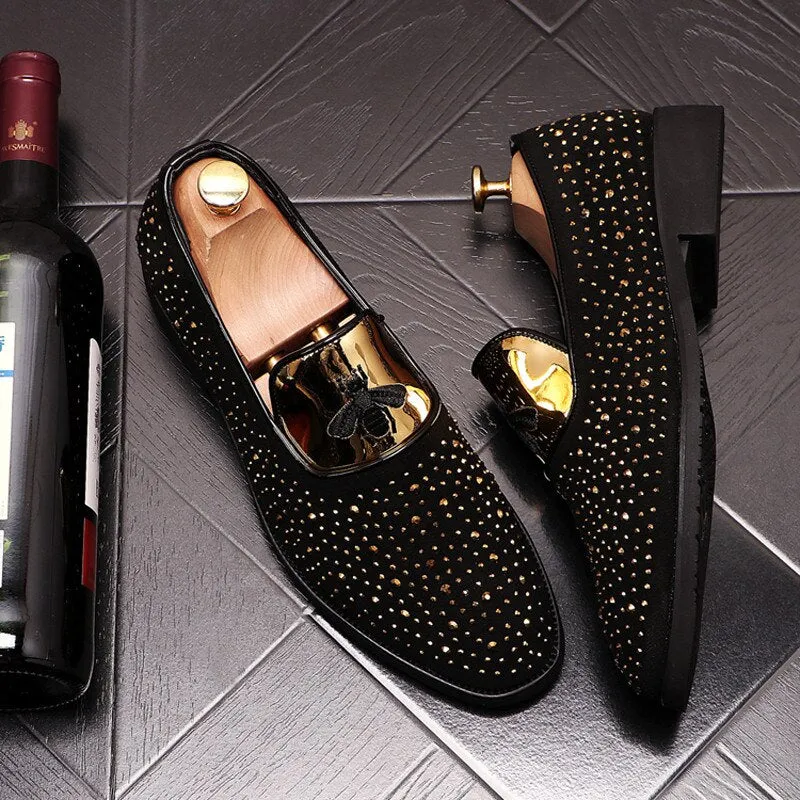 Rhinestone Lazy Male Wedding Dress Shoes
