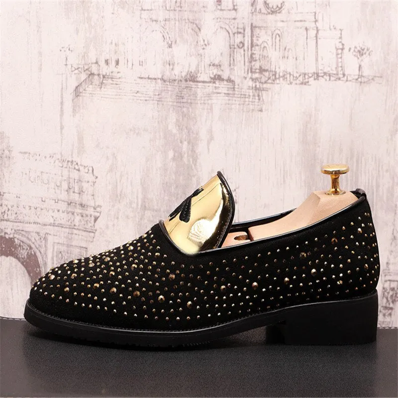 Rhinestone Lazy Male Wedding Dress Shoes