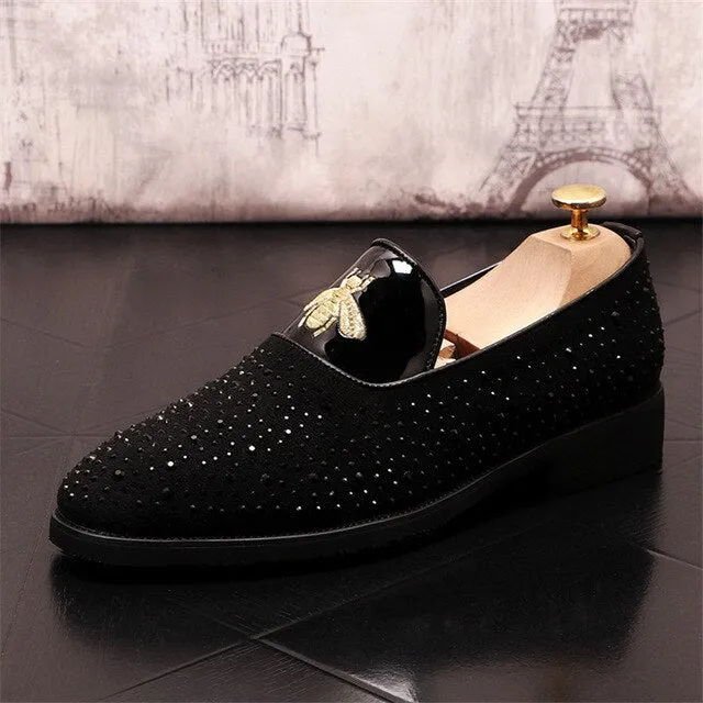 Rhinestone Lazy Male Wedding Dress Shoes