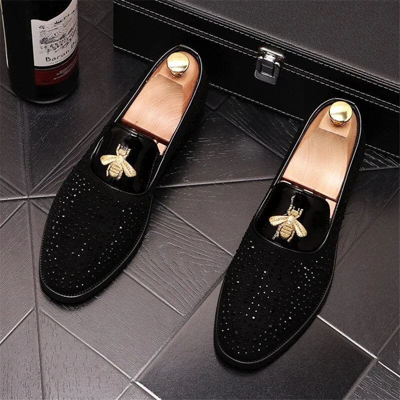 Rhinestone Lazy Male Wedding Dress Shoes